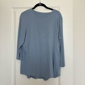 J. Jill Pima Cotton 3/4 Sleeve Side Inset Tee Powder Blue